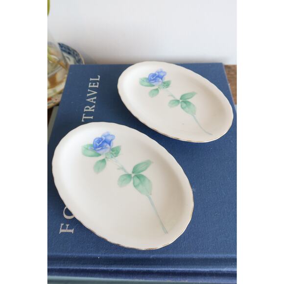 Set of 8 Koransha Vintage Arita Yaki Ware Porcelain Rose Scalloped Oval Plates - Picture 5 of 7